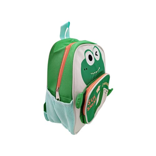Mochila infantil color verde con diseño de cocodrilo