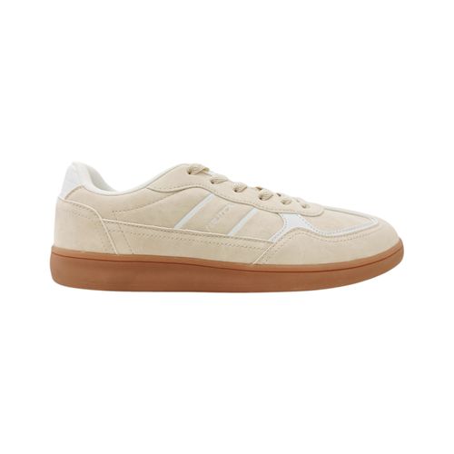 Sneakers casual color beige con detalles en blanco para mujer
