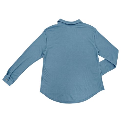 Blusa casual color azul de mangas largas para mujer