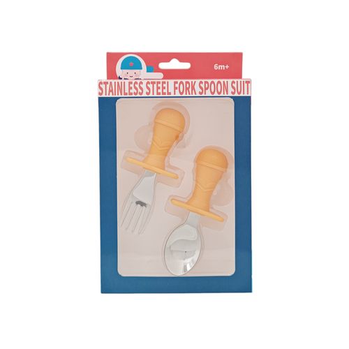 Set de tenedor y cuchara para Bebés en color amarillo