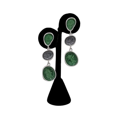 Aretes colgantes en color verde para mujer