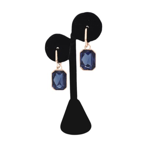 Aretes color azul en forma cuadriculado para mujer