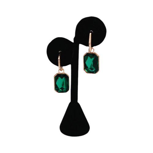 Aretes color verde en forma cuadriculado para mujer