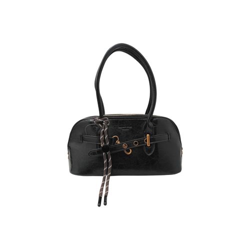 Cartera satchel color negro con detalle de laza para mujer