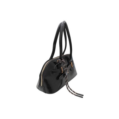 Cartera satchel color negro con detalle de laza para mujer
