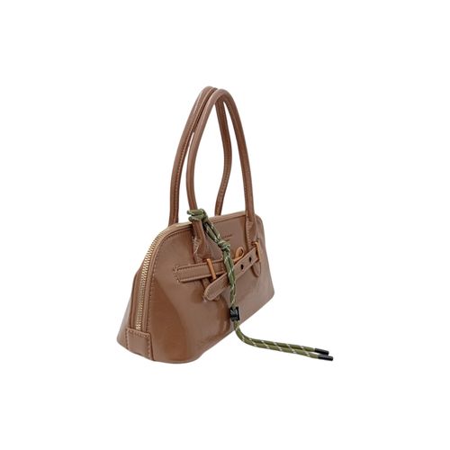 Cartera satchel color café claro con detalle de laza para mujer