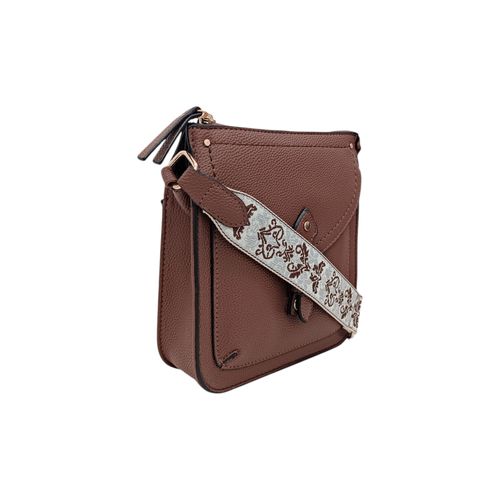 Crossbody  color café diseño con textura para mujer