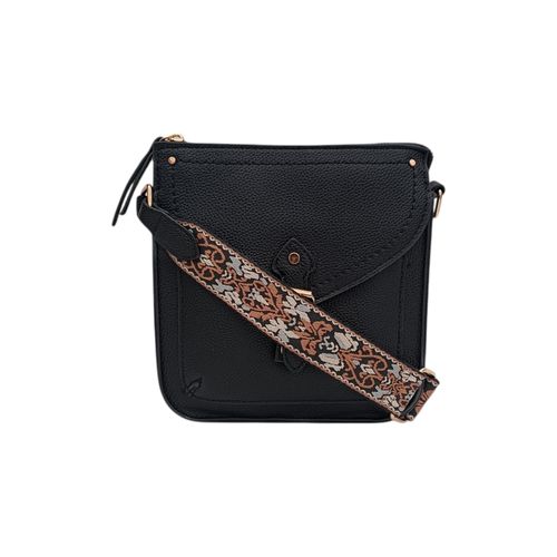 Crossbody  color negro diseño con textura para mujer