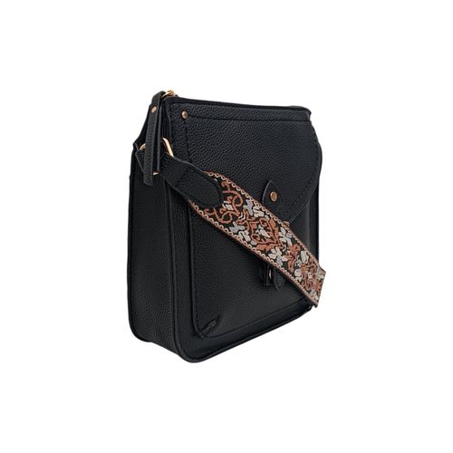 Crossbody  color negro diseño con textura para mujer