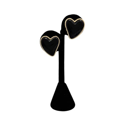 Aretes color negro con diseño de corazón para mujer