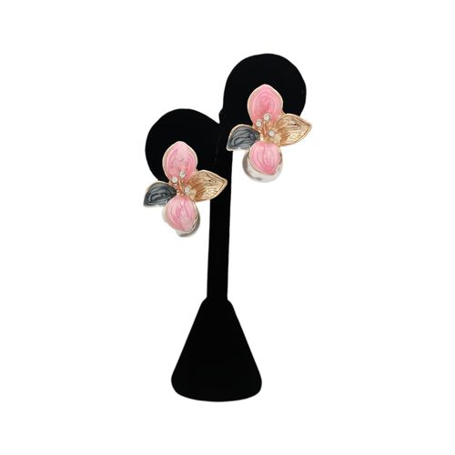 Aretes en bicolor con diseño de flor para mujer