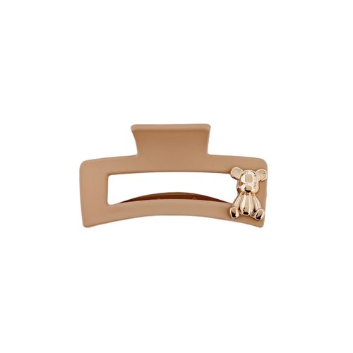 Gancho color café con detalle de oso dorado para mujer
