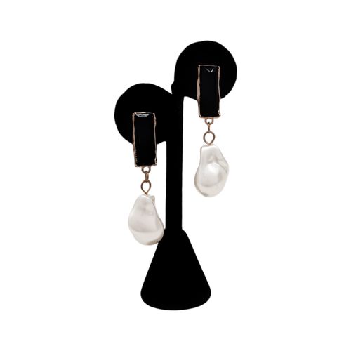 Pendientes en bicolor con colgante rectangular para mujer