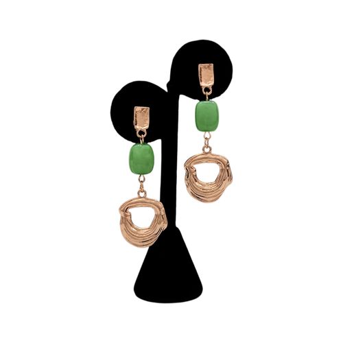 Pendientes color verde con colgante para mujer