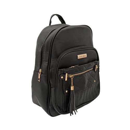 Backpack color negro con detalles dorados para mujer