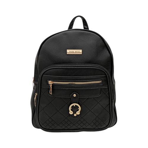 Backpack color negro con textura acolchonada  para mujer