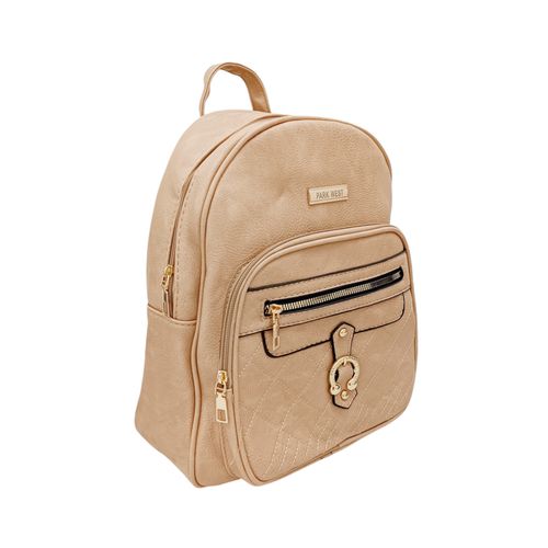 Backpack color café claro con textura acolchonada  para mujer