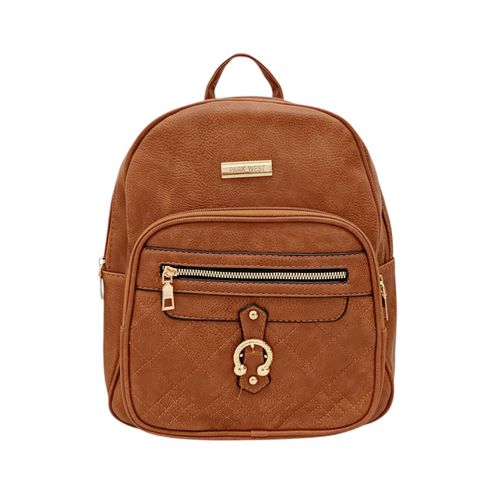 Backpack color café con textura acolchonada  para mujer