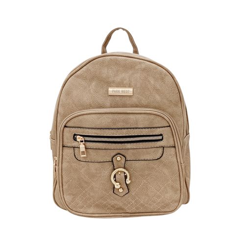 Backpack color beige con textura acolchonada  para mujer