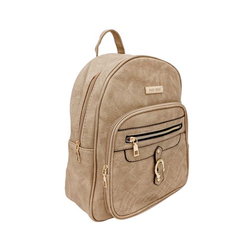 Backpack color beige con textura acolchonada  para mujer