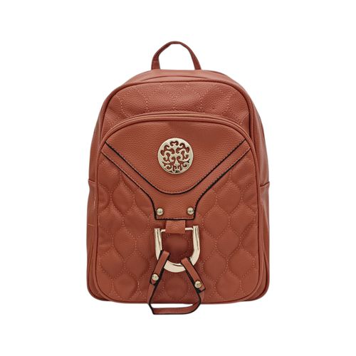 Backpack color café claro con textura acolchonada  para mujer