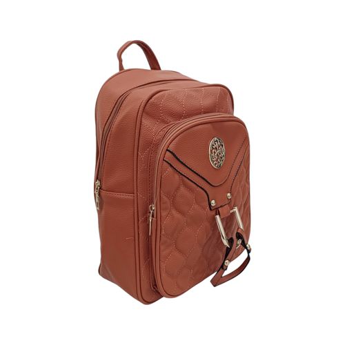 Backpack color café claro con textura acolchonada  para mujer