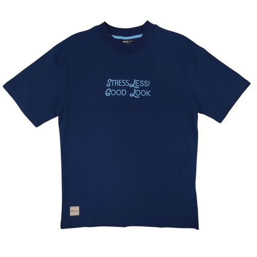 Camiseta oversize color azul de cuello redondo para hombre