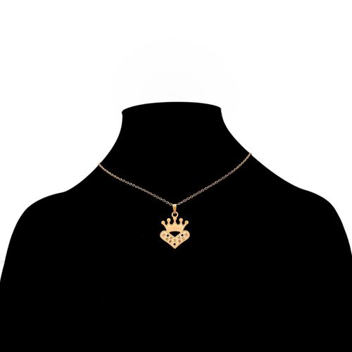 Set de cadena y dije con diseño de corazón color dorado para mujer