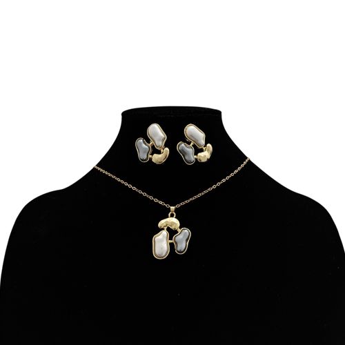 Set de aretes con collar multicolor con diseño geométrico para mujer