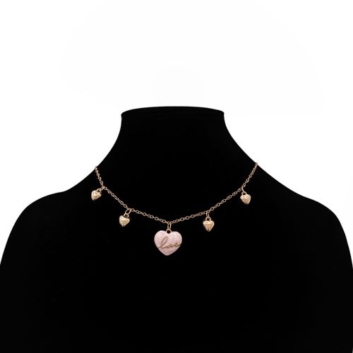 Collar color dorado con dijes de corazón para mujer