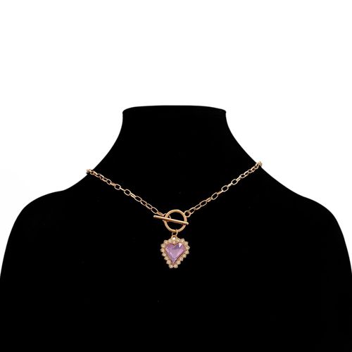 Collar color dorado con dije de corazón para mujer