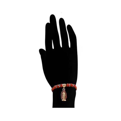Pulsera color rojo con dije religioso para mujer