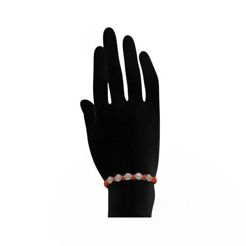 Pulsera color rojo con dije religioso para mujer