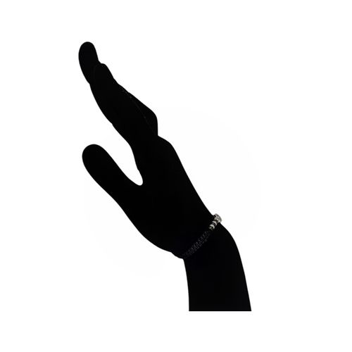 Pulsera color negro con dije religioso para mujer