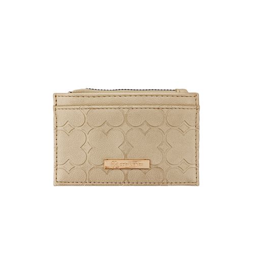 Tarjetero color beige con textura para mujer