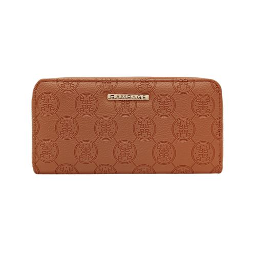 Billetera zip a round en color marrón para mujer