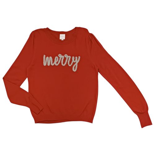 Suéter color rojo de mangas largas para mujer