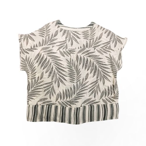 Blusa casual en bicolor con escote V de mangas cortas para mujer