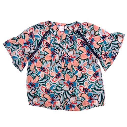 Blusa en multicolor de mangas cortas con diseño holgado para mujer