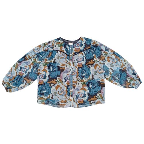 Blusa en multicolor de mangas largas y cierre frontal de botones para mujer