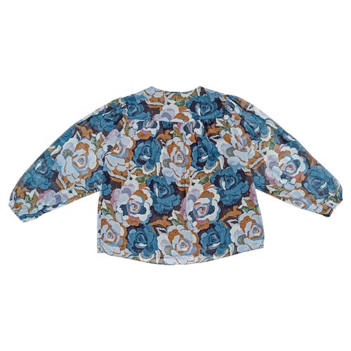 Blusa en multicolor de mangas largas y cierre frontal de botones para mujer