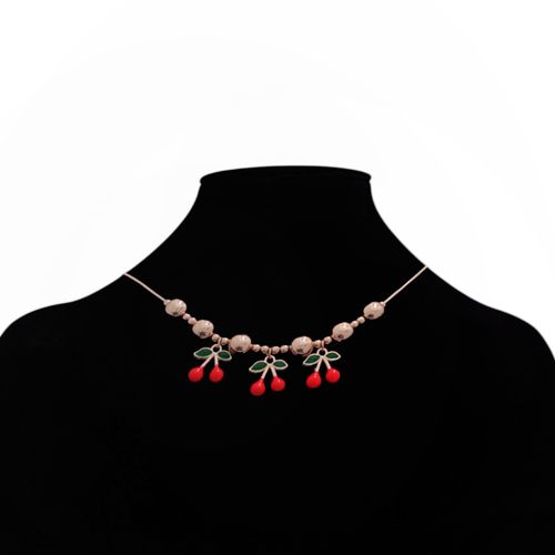 Collar color dorado con colgantes de cereza para mujer