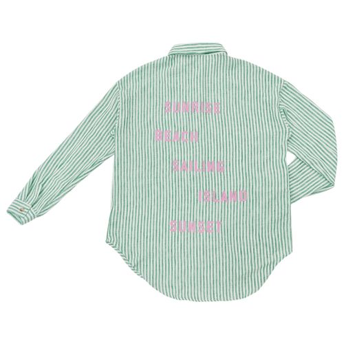 Blusa color verde de mangas largas con cierre de botones para mujer