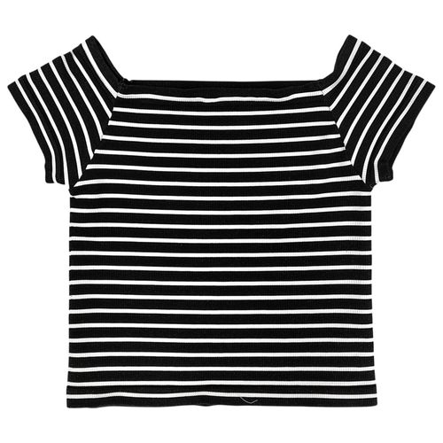 Blusa color negro off shoulder de mangas cortas para mujer