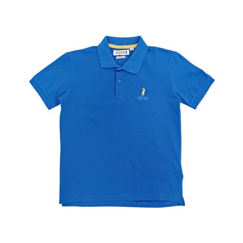 Camisa tipo polo color azul de mangas cortas para niño