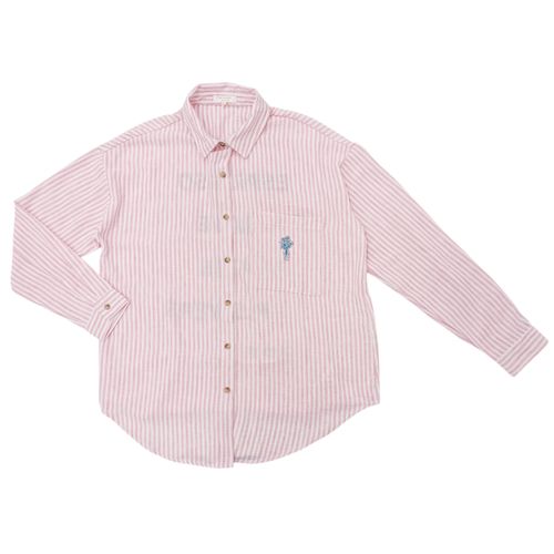 Blusa color rosa de mangas largas con cierre de botones para mujer