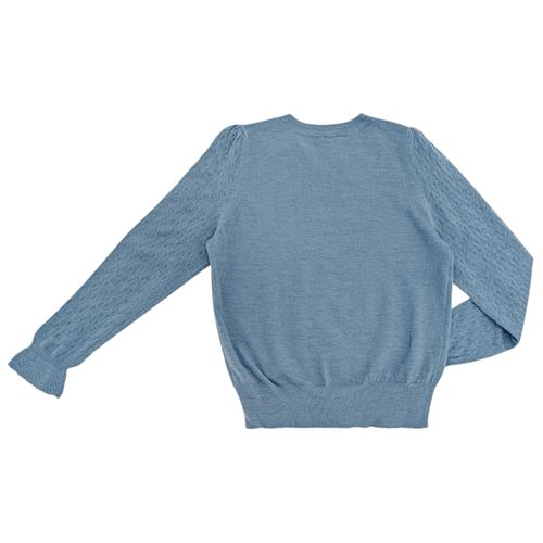 Blusa color celeste de mangas largas con textura para mujer
