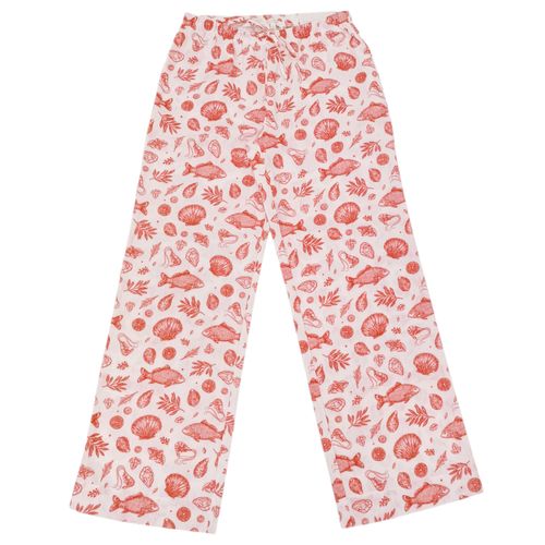 Pantalón de playa color rojo con diseño estampado para mujer