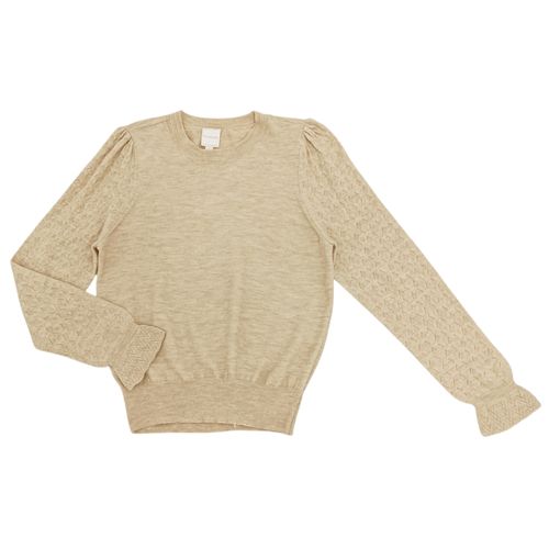 Blusa color beige de mangas largas con textura para mujer