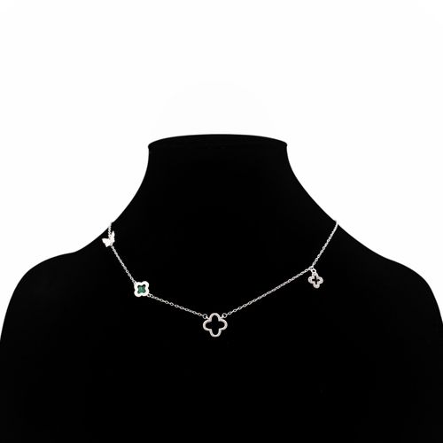 Cadena con dije en forma de flor color verde para mujer